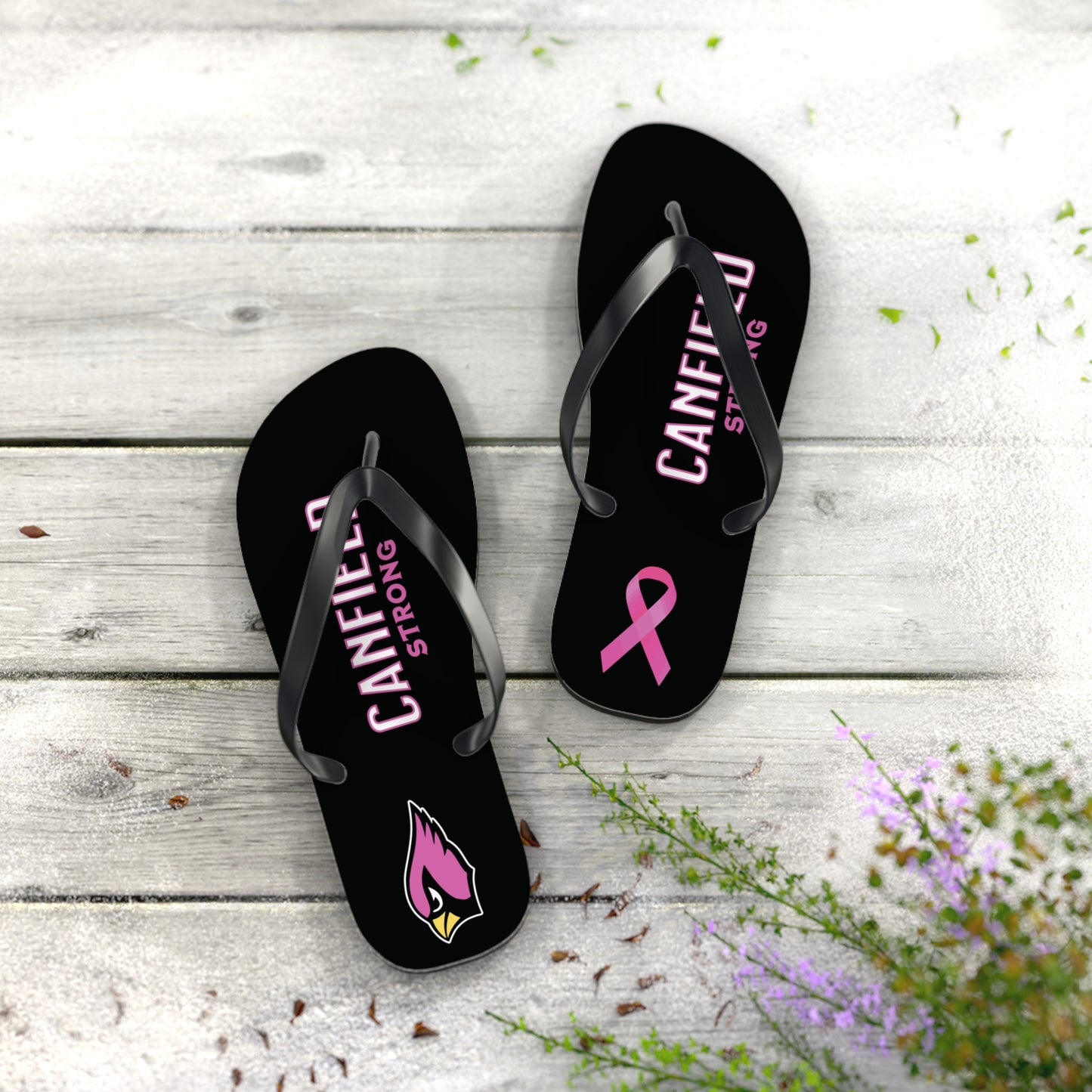 "Canfield Strong" Breast Cancer Awareness Flip Flops