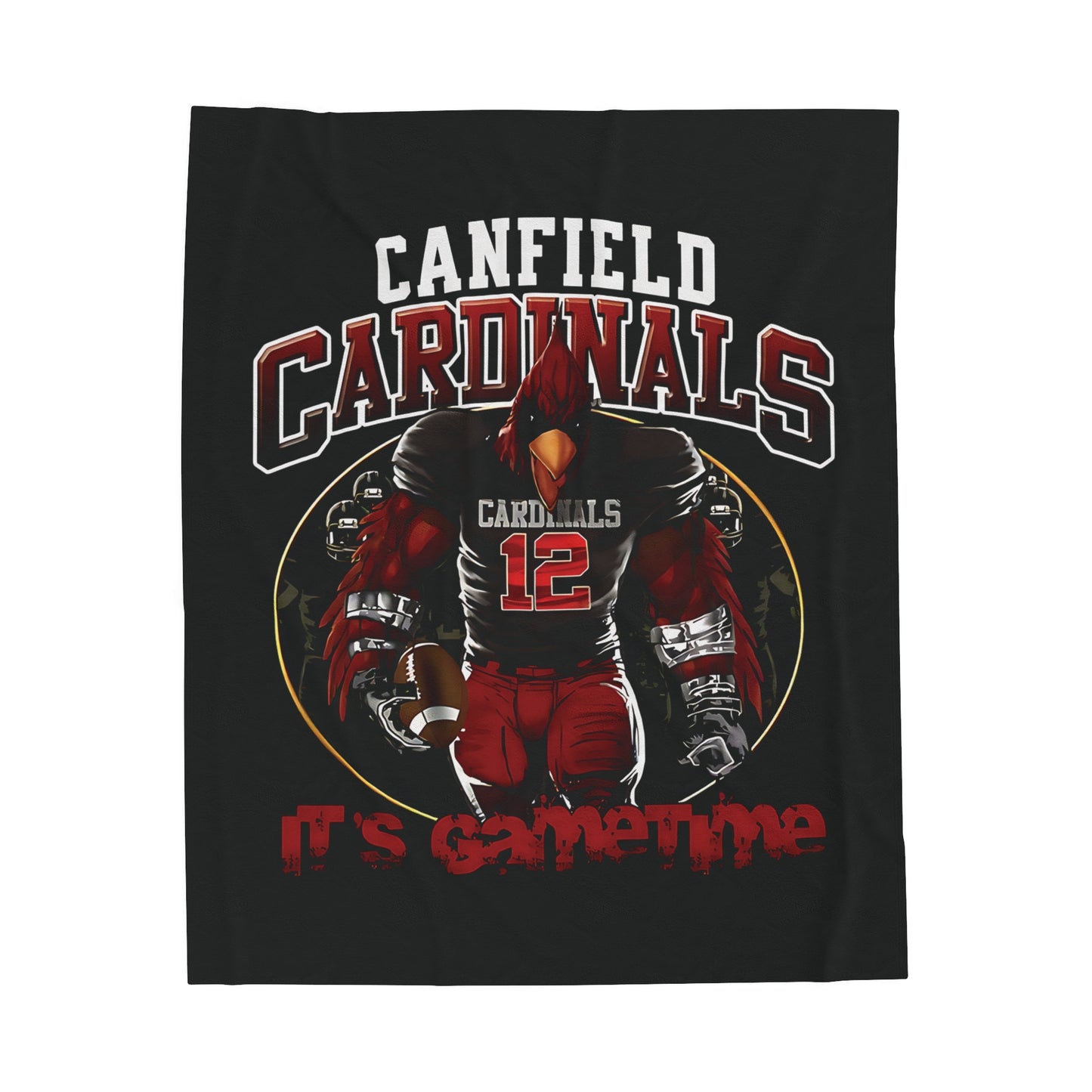 Canfield Cardinals Gametime Velveteen Plush Blanket - Perfect for Football Fans, Cozy Home Decor