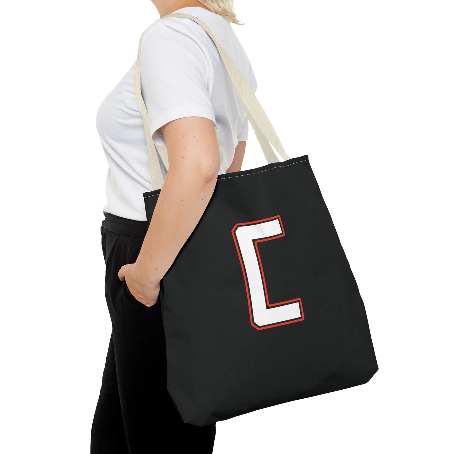 Tote Bag, White Canfield C w/White & Red Trim Cardinal