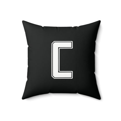 Canfield Football Double Sided Square Pillow, White "C"