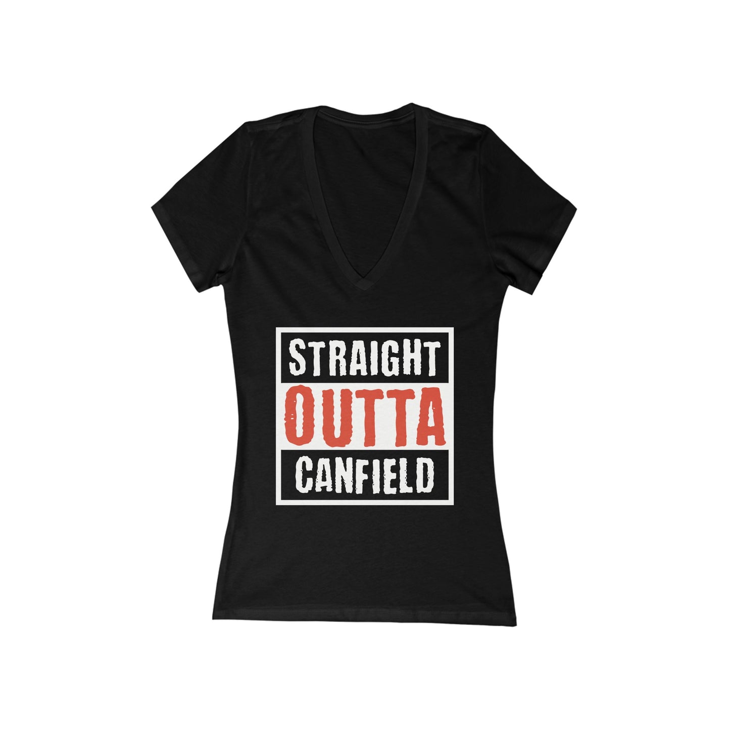 "Straight Outta Canfield" Women's Jersey Short Sleeve Deep V-Neck Tee