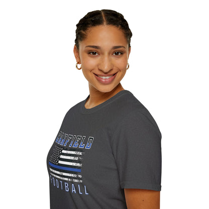 Back-the-Blue Flag, Canfield Football Softstyle T-Shirt