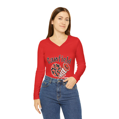 Cheer Mom, Women's Long Sleeve V-neck Shirt