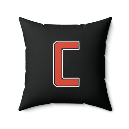 Canfield Football Badge Double Sided Square Pillow, Red "C"