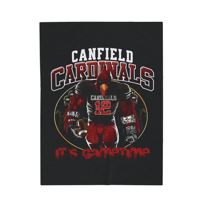 Canfield Cardinals Gametime Velveteen Plush Blanket - Perfect for Football Fans, Cozy Home Decor