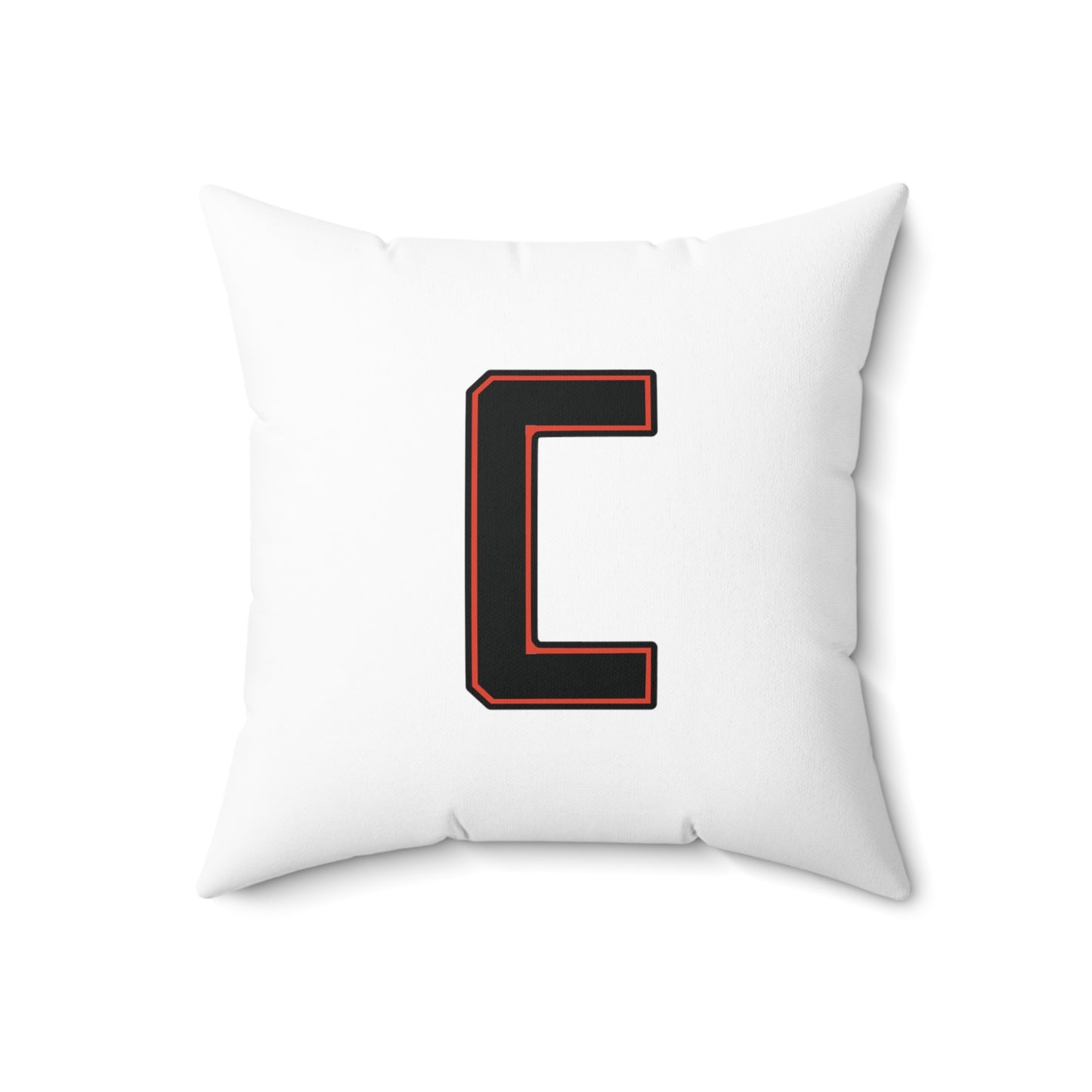 Canfield Double Sided Square Pillow, Red Cardinal & Black"C"