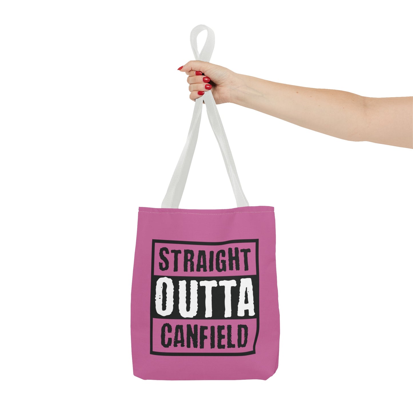 "Straight Outta Canfield" Tote Bag, White Cardinal