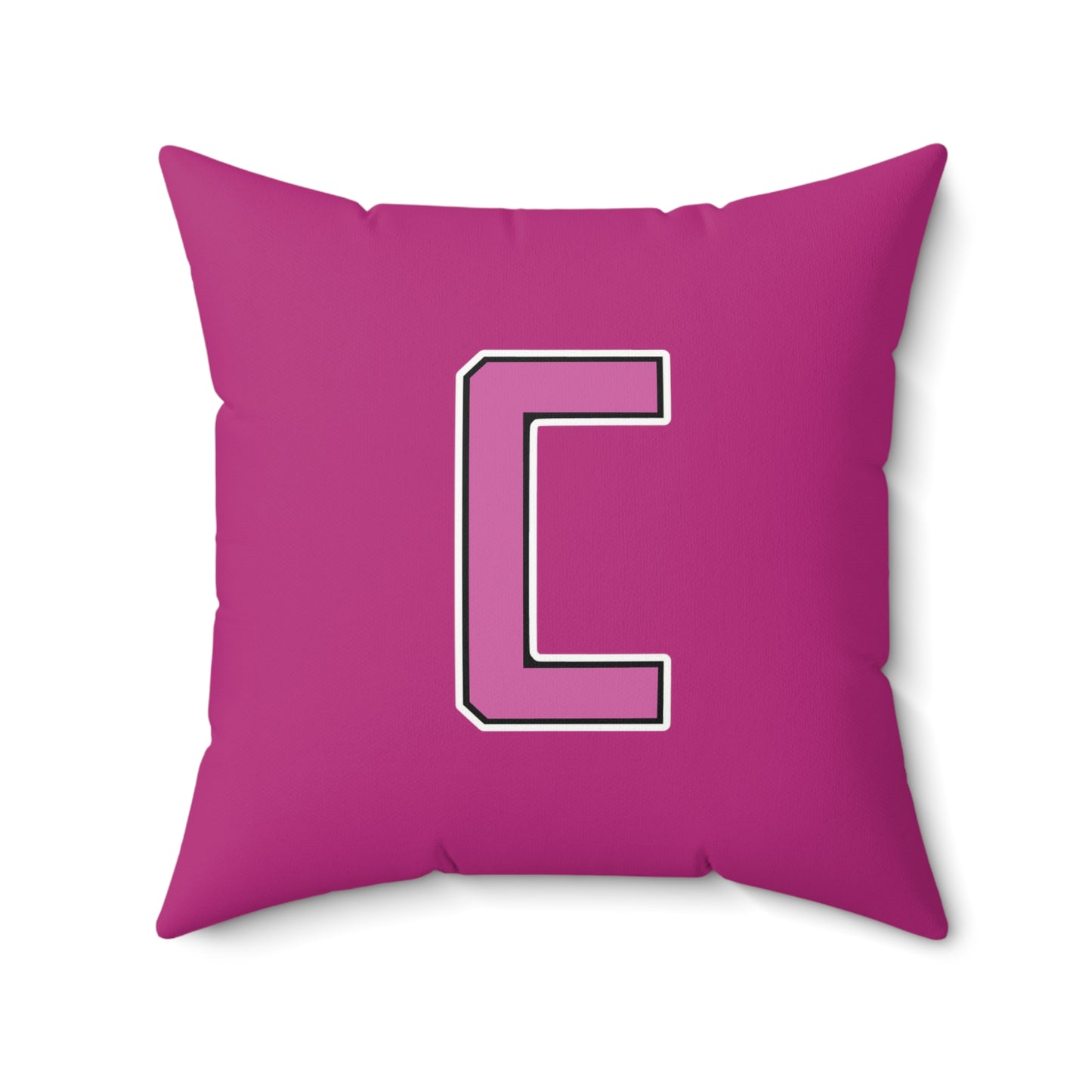 Canfield Double Sided Square Pillow, Pink Cardinal & Pink "C"