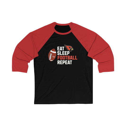 Eat, Sleep, Football, 3/4 Sleeve Baseball Tee