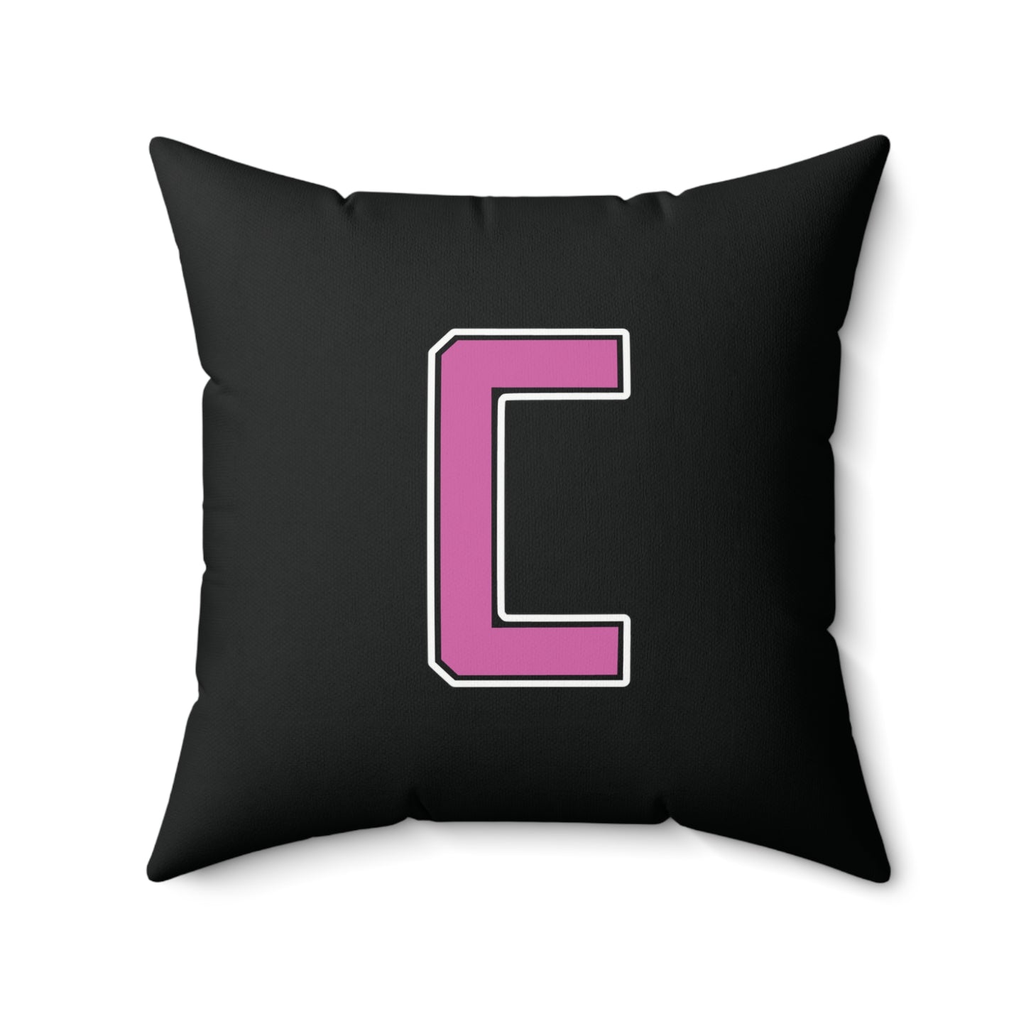 Canfield Double Sided Square Pillow, Pink Cardinal & Pink "C"