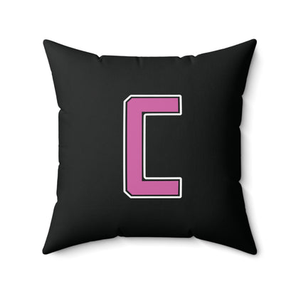 Canfield Double Sided Square Pillow, Pink Cardinal & Pink "C"