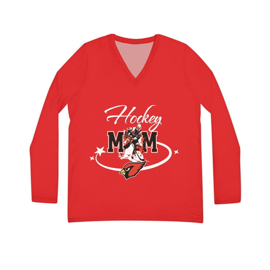 Hockey Mom, Women's Long Sleeve V-neck Shirt