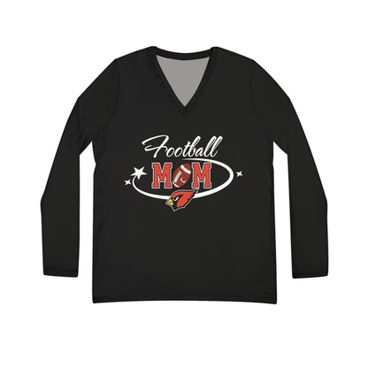 Football Mom, Women's Long Sleeve V-neck Shirt