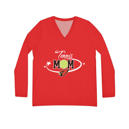 Tennis Mom, Women's Long Sleeve V-neck Shirt