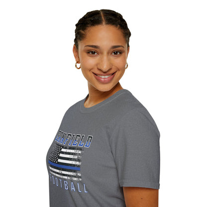 Back-the-Blue Flag, Canfield Football Softstyle T-Shirt