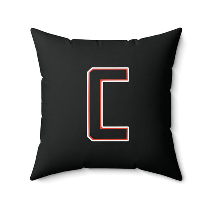 Canfield Double Sided Square Pillow, Red Cardinal & Black "C"