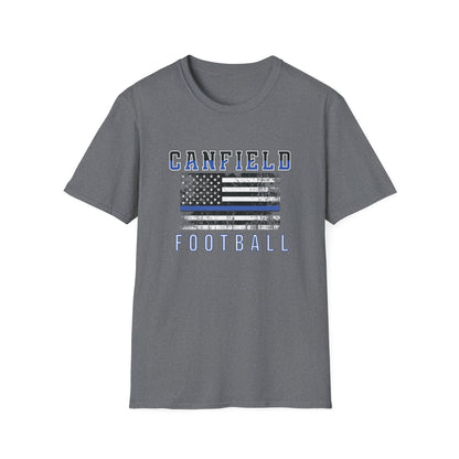 Back-the-Blue Flag, Canfield Football Softstyle T-Shirt