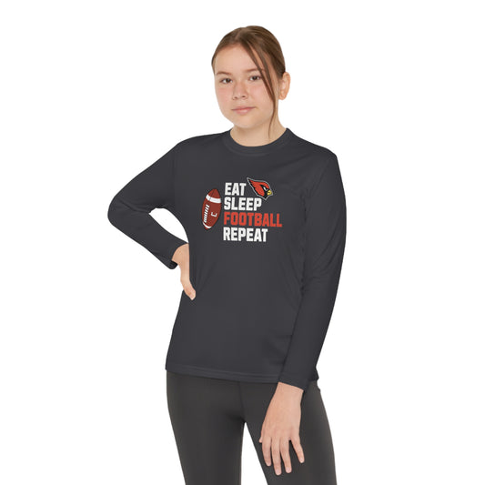 Eat, Sleep, Football, Youth Long Sleeve Competitor Tee