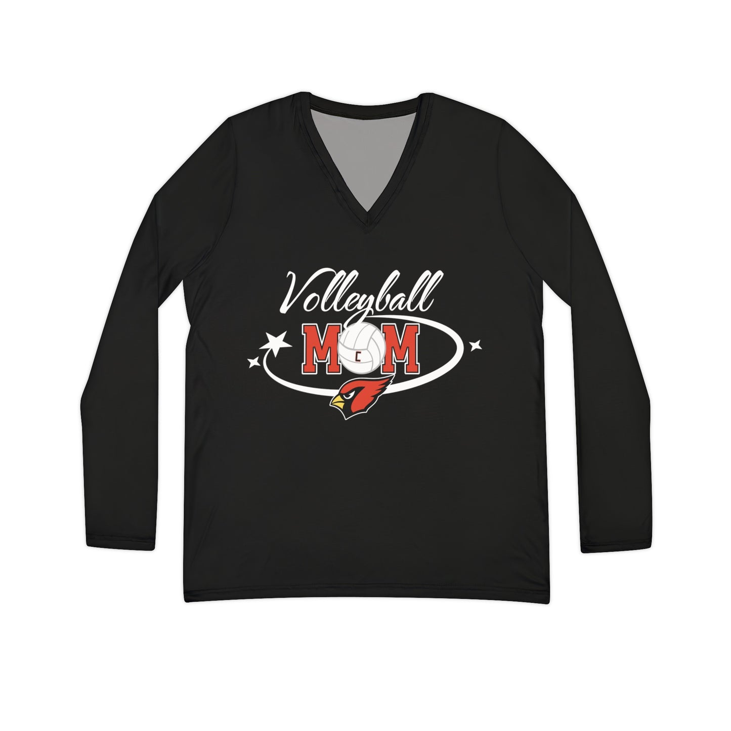 Volleyball Mom, Women's Long Sleeve V-neck Shirt