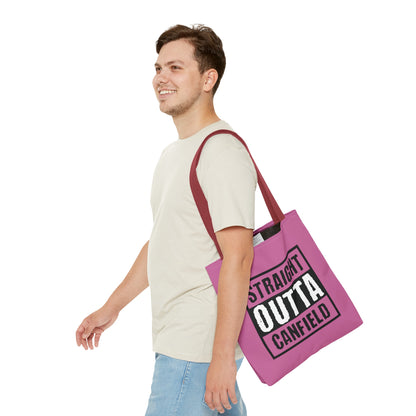 "Straight Outta Canfield" Tote Bag, White Cardinal