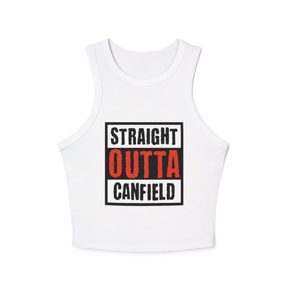 "Straight Outta Canfield",  Micro Rib Racer Tank Top