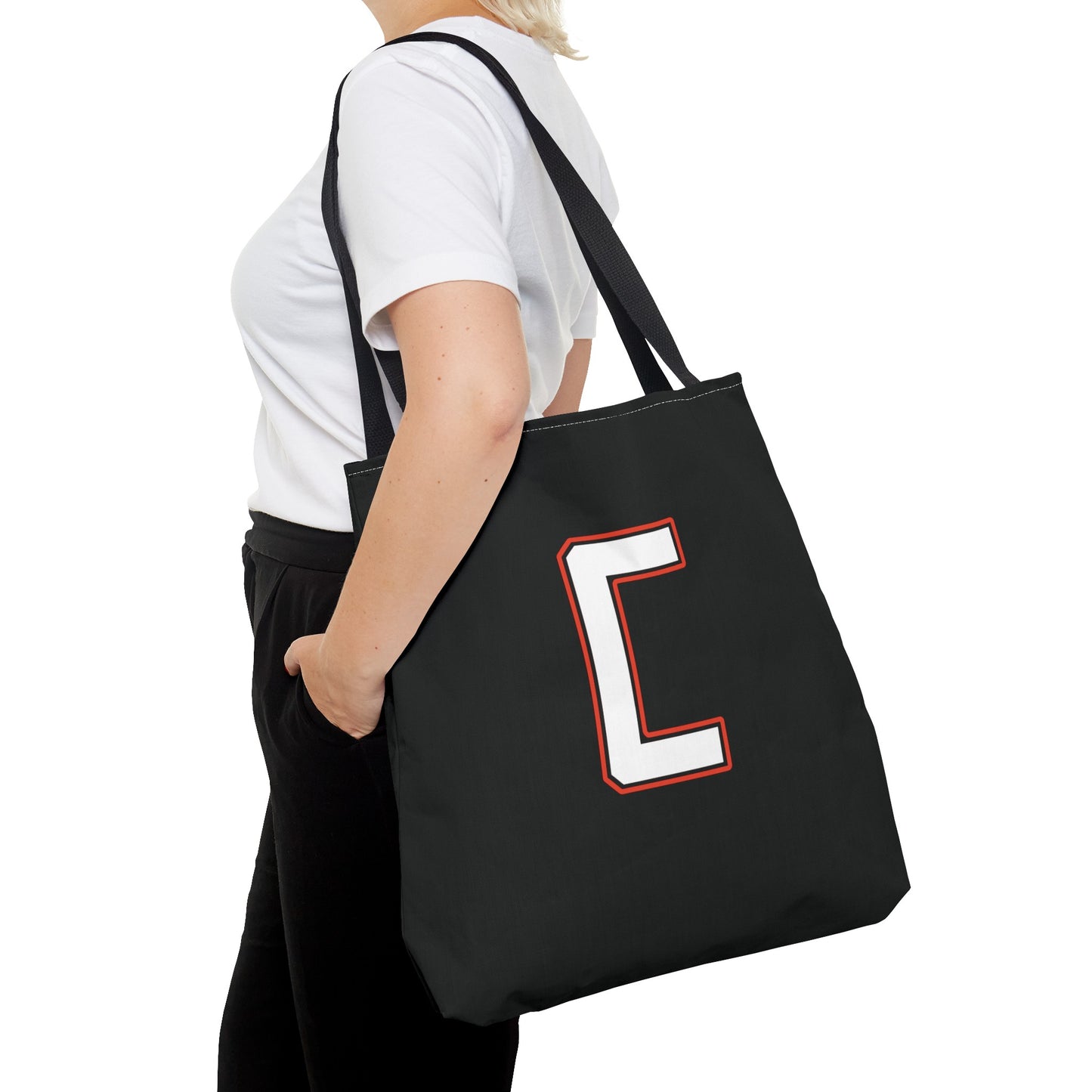 Tote Bag, White Canfield C w/White & Red Trim Cardinal