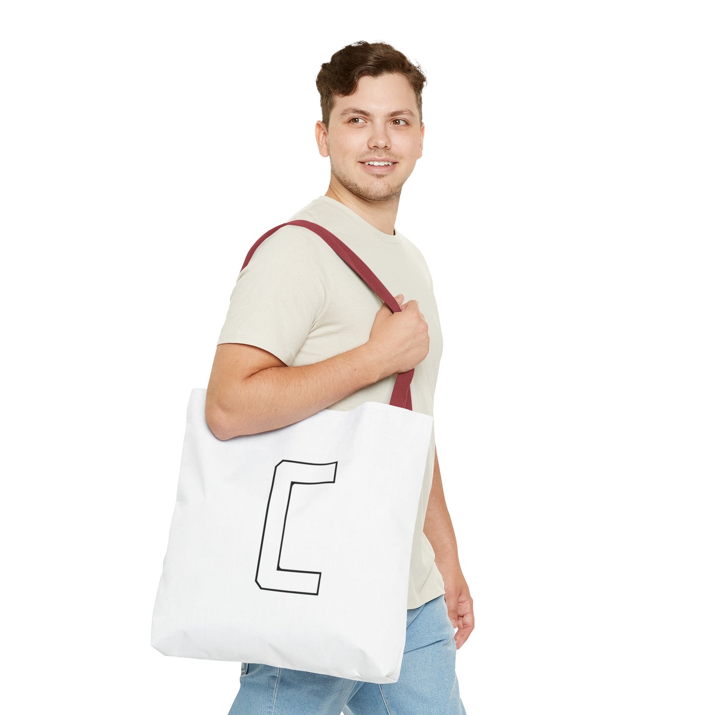 Canfield Tote Bag, White Cardinal & White Canfield "C"