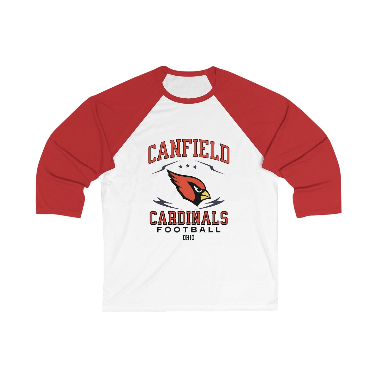 Canfield Cardinals (Football), 3/4 Sleeve Baseball Tee