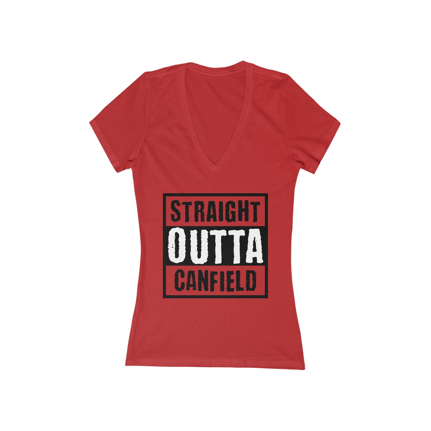 "Straight Outta Canfield" Women's Jersey Short Sleeve Deep V-Neck Tee