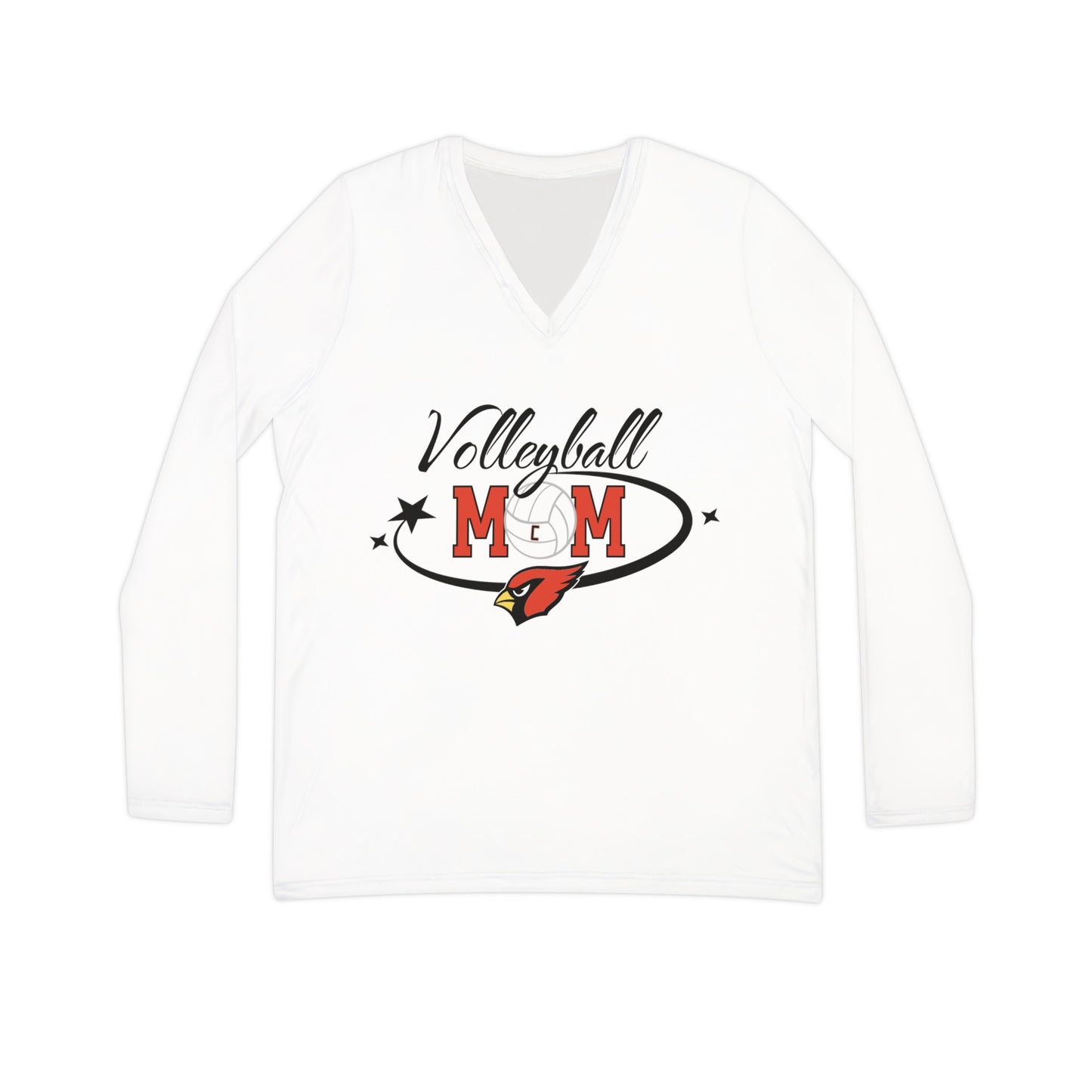 Volleyball Mom, Women's Long Sleeve V-neck Shirt