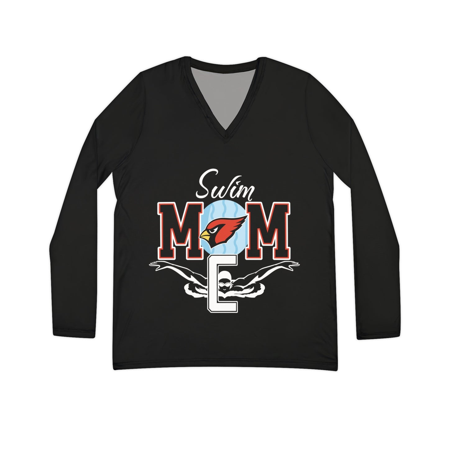 Swim Mom, Women's Long Sleeve V-neck Shirt