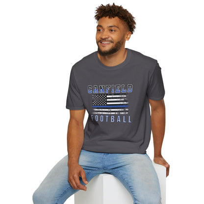 Back-the-Blue Flag, Canfield Football Softstyle T-Shirt