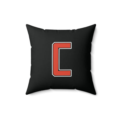 Canfield Football Badge Double Sided Square Pillow, Red "C"