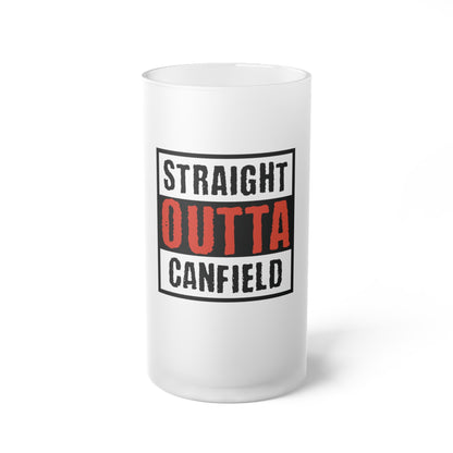 "Straight Outta Canfield" Frosted Glass Beer Mug, 16 oz.