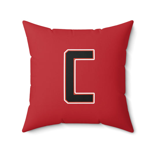 Canfield Double Sided Square Pillow, Red Cardinal & Black"C"