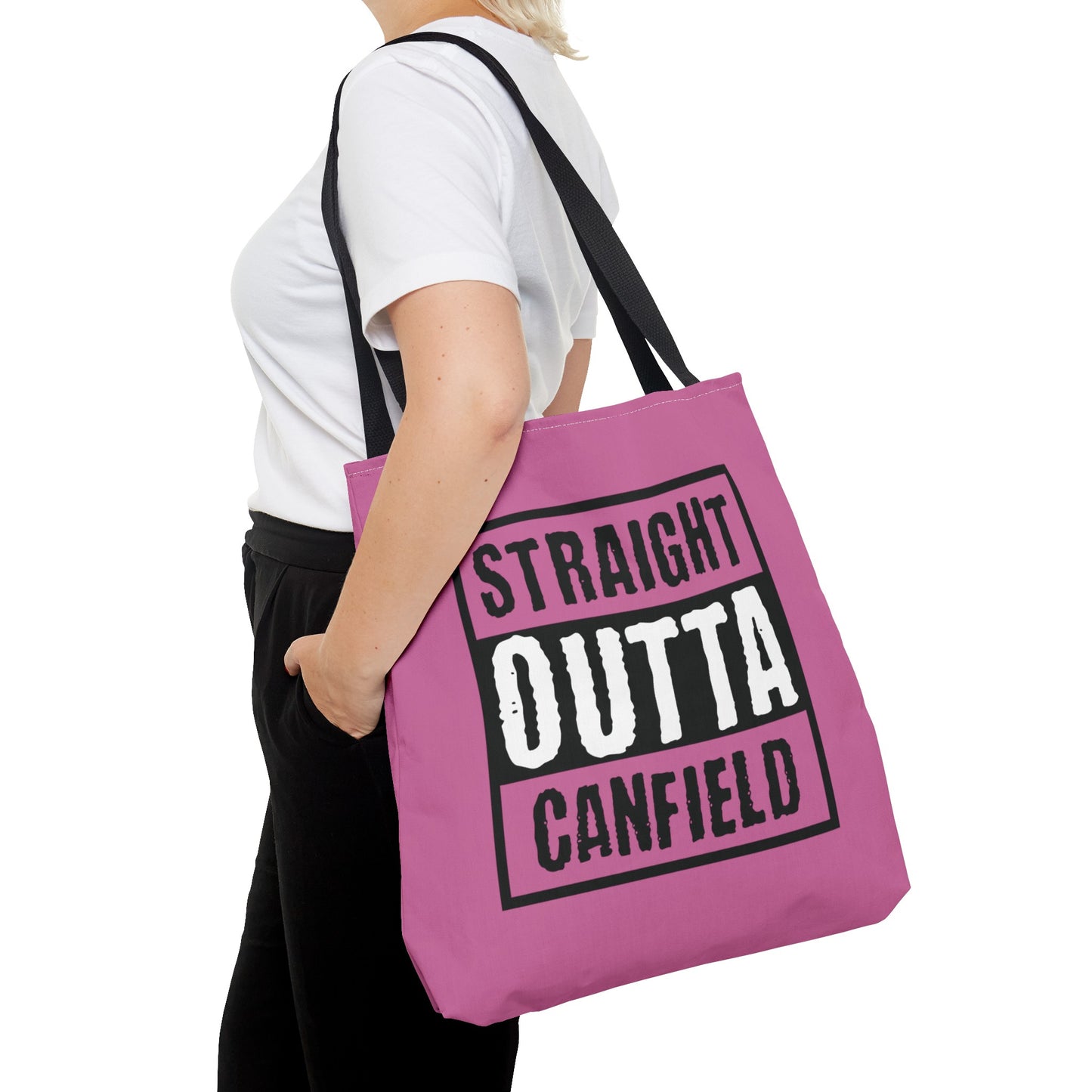 "Straight Outta Canfield" Tote Bag, White Cardinal