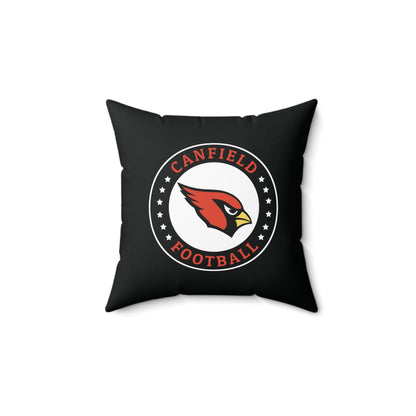 Canfield Football Badge Double Sided Square Pillow, Black "C"