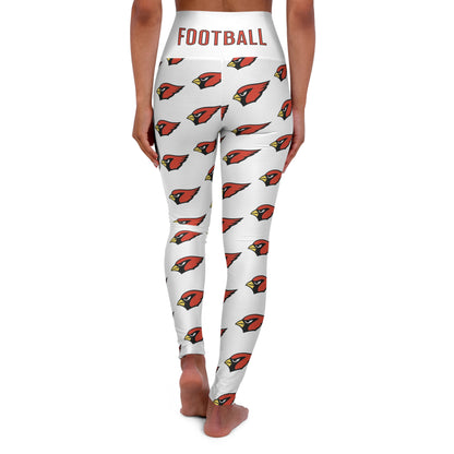 "Canfield Football" High Waisted Yoga Leggings, Red Cardinal