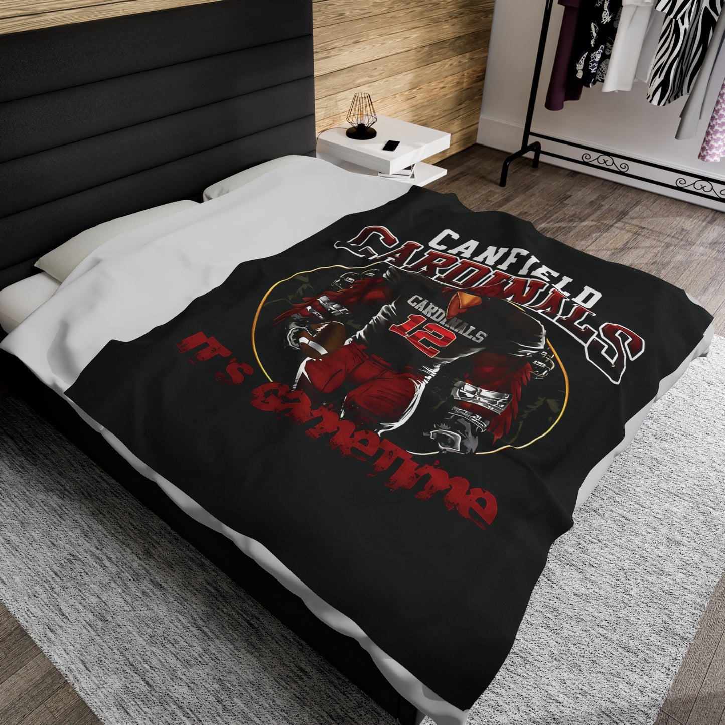 Canfield Cardinals Gametime Velveteen Plush Blanket - Perfect for Football Fans, Cozy Home Decor