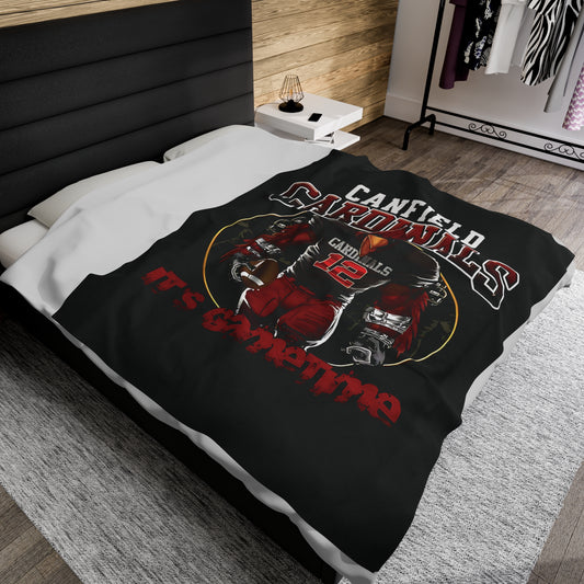 Canfield Cardinals Gametime Velveteen Plush Blanket - Perfect for Football Fans, Cozy Home Decor