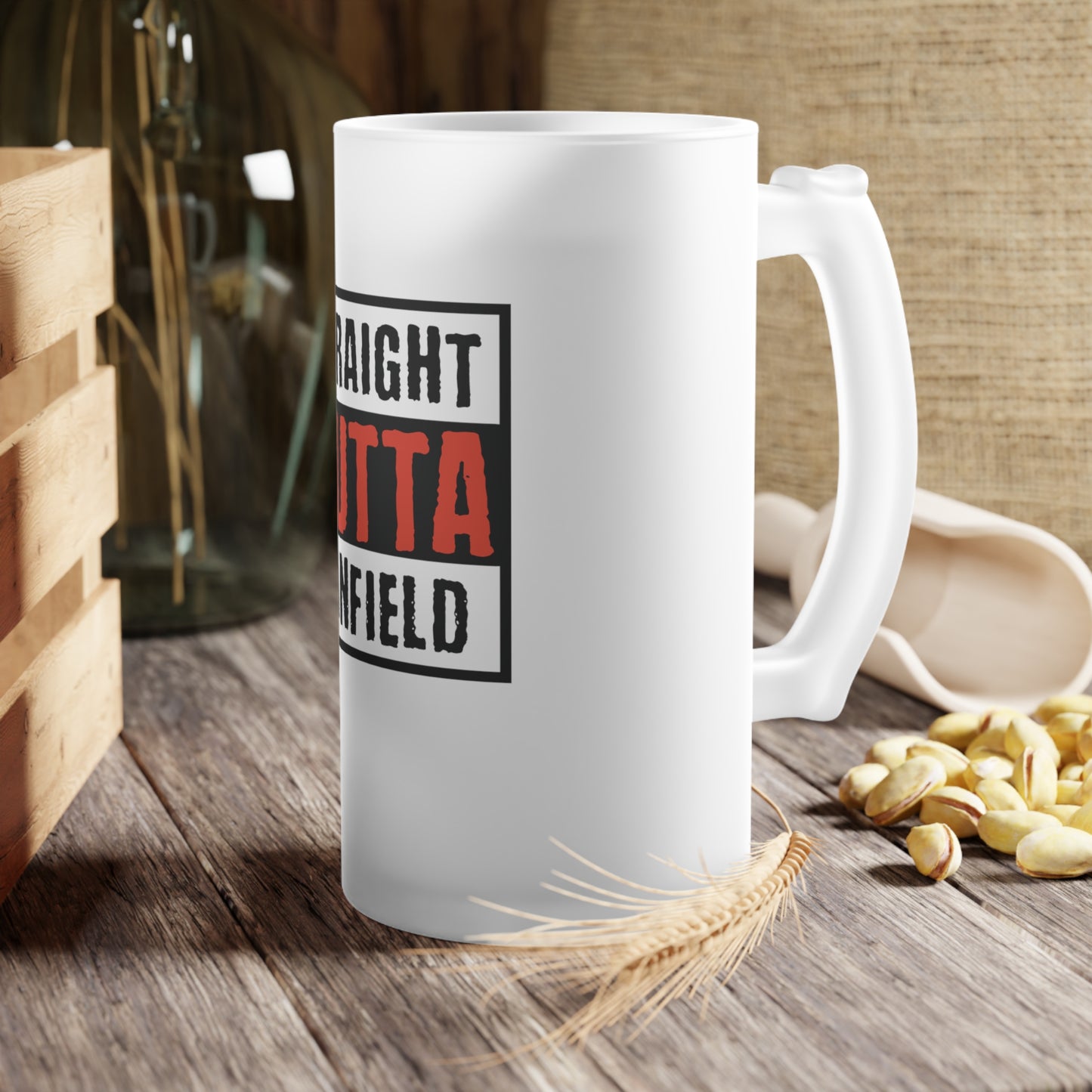 "Straight Outta Canfield" Frosted Glass Beer Mug, 16 oz.