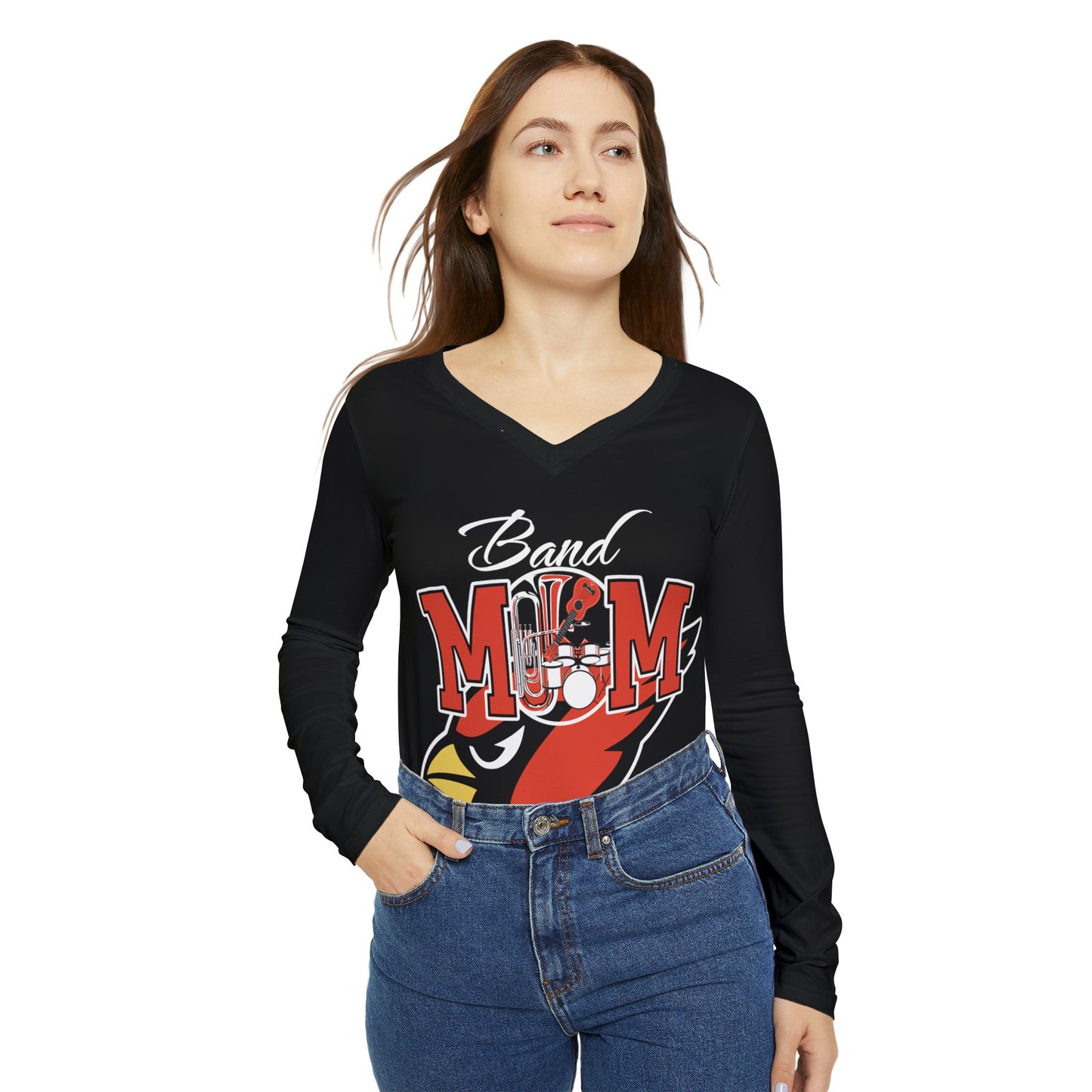 Band Mom, Women's Long Sleeve V-neck Shirt