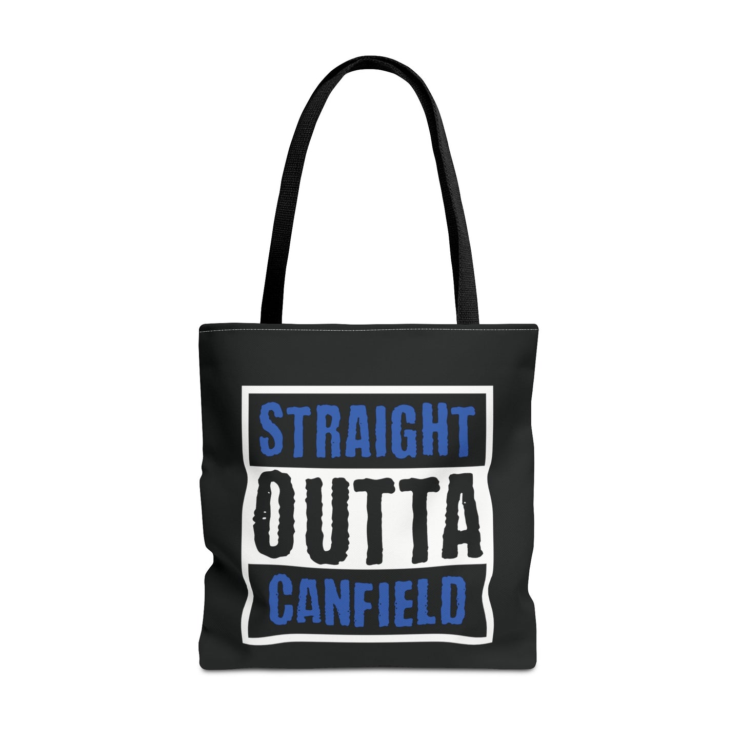 "Straight Outta Canfield" Tote Bag, Back-the-Blue Cardinal