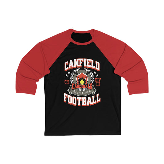 Canfield Football ("Excellence"), 3/4 Sleeve Baseball Tee