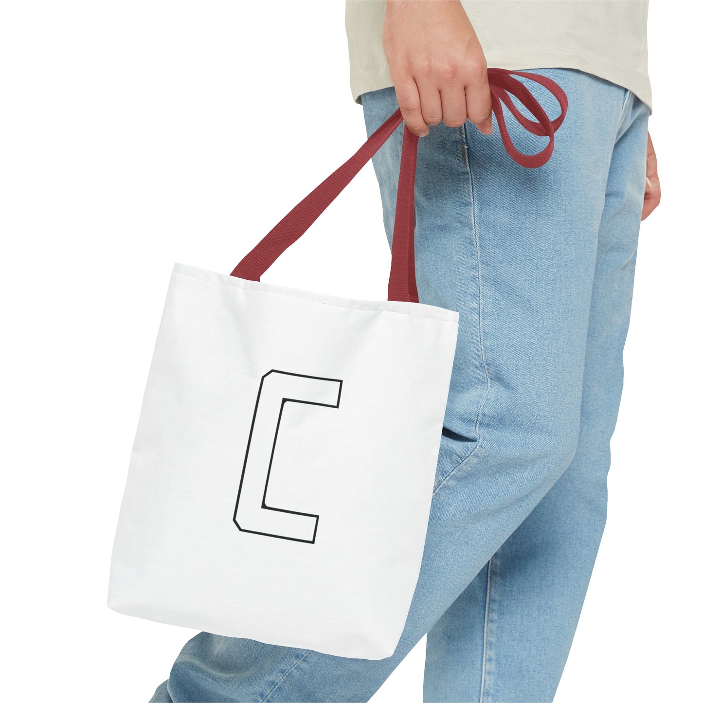 Canfield Tote Bag, White Cardinal & White Canfield "C"