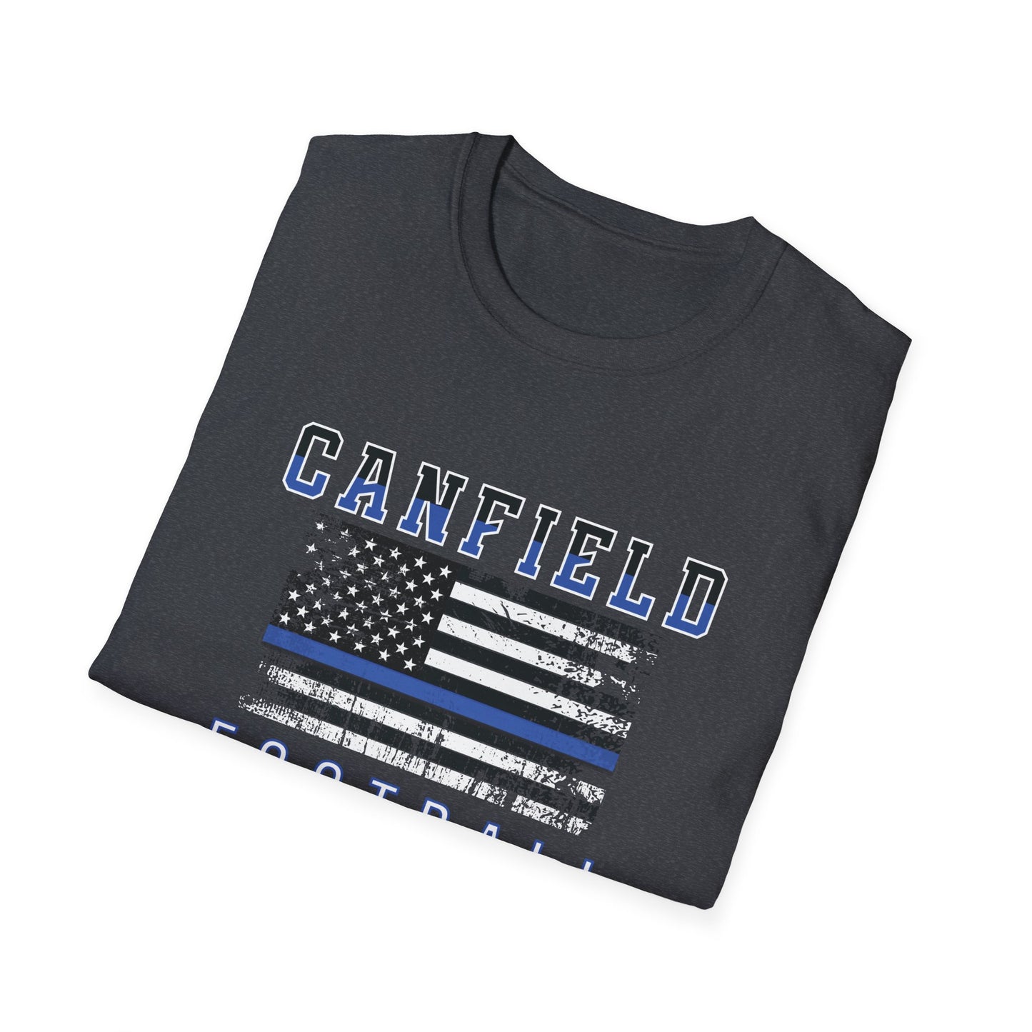 Back-the-Blue Flag, Canfield Football Softstyle T-Shirt