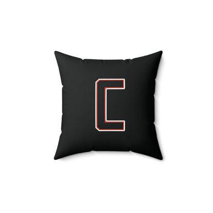 Canfield Football Badge Double Sided Square Pillow, Black "C"