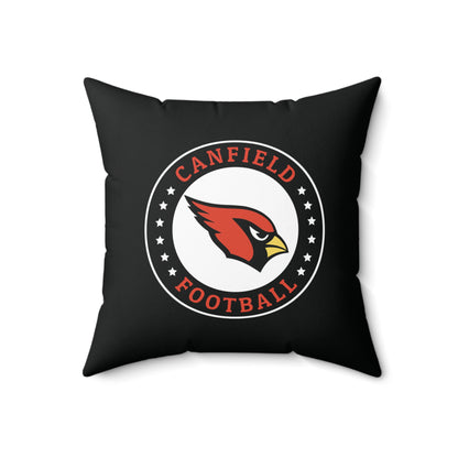 Canfield Football Badge Double Sided Square Pillow, Black "C"