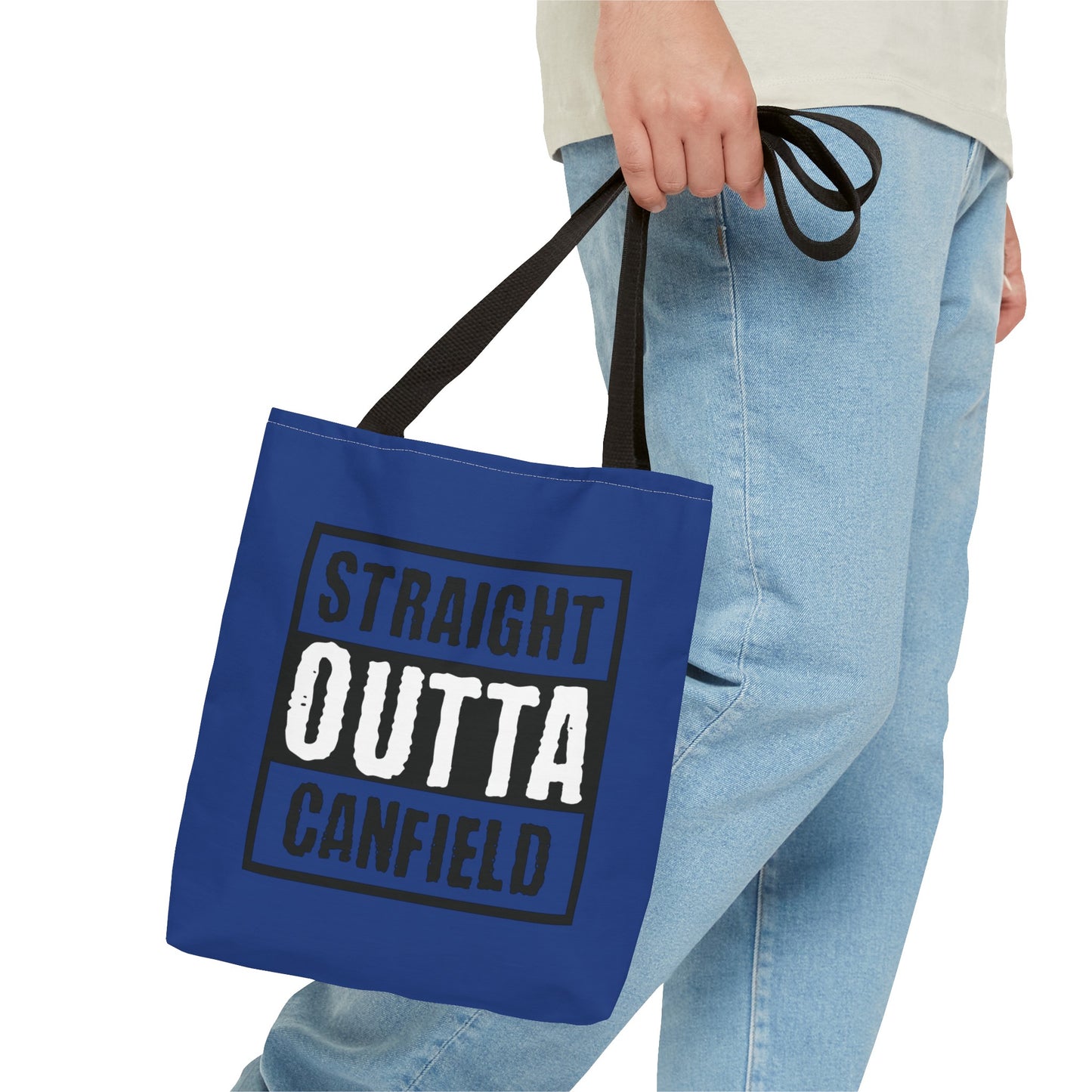 "Straight Outta Canfield" Tote Bag, Back-the-Blue Cardinal