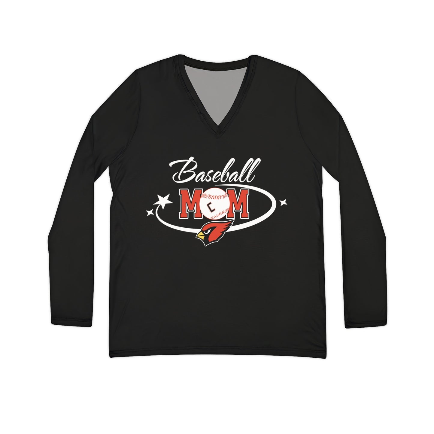 Baseball Mom, Women's Long Sleeve V-neck Shirt